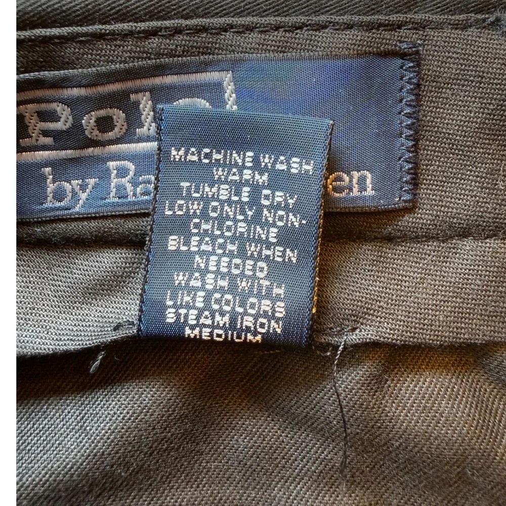olo Ralph Lauren The Siena Pant Mens 40x30 Black Pleated Cuffed Cotton Trousers